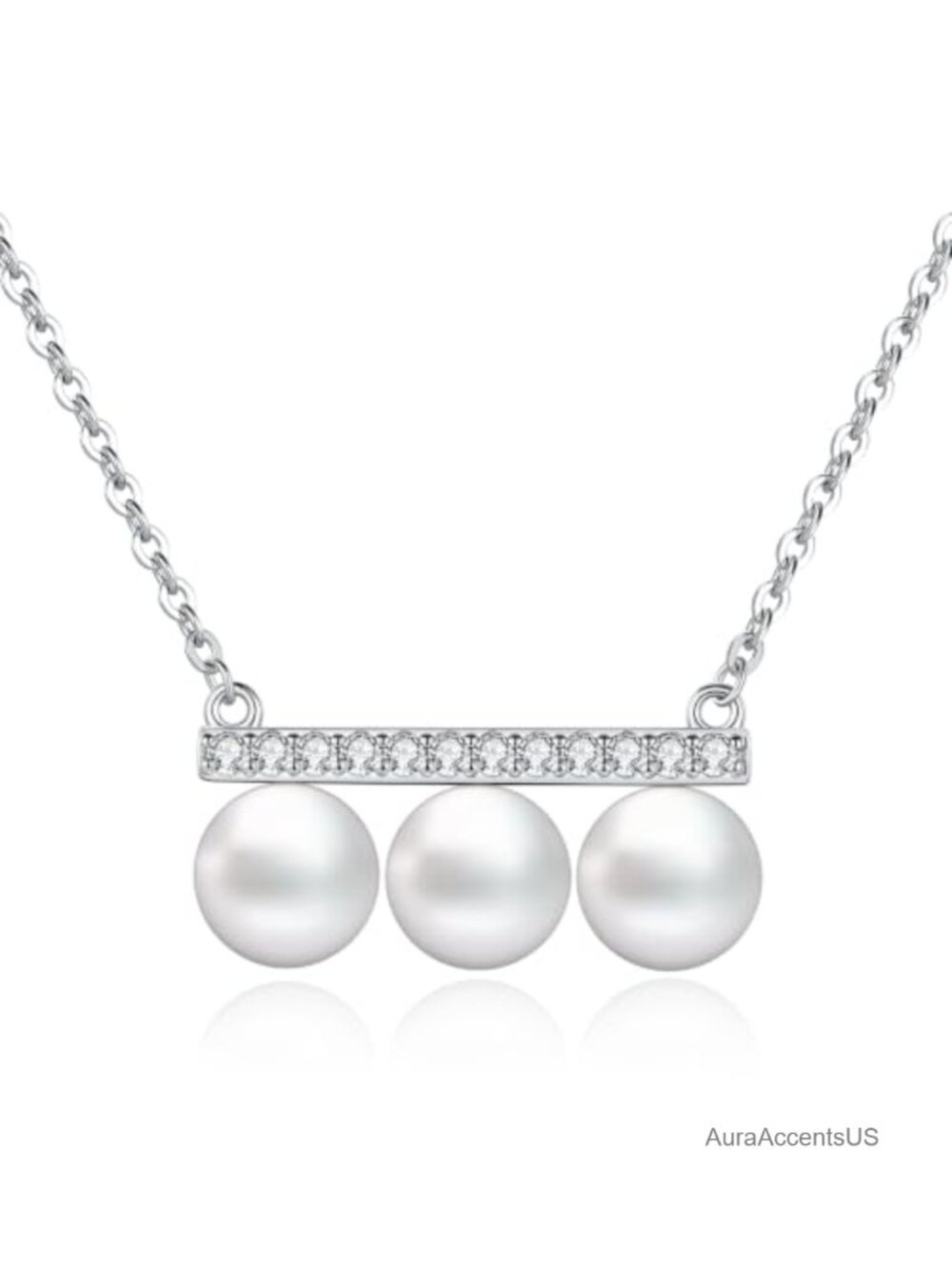 Sterling Silver 18K White Gold Plated Edison Pearl Pendant Necklace Women